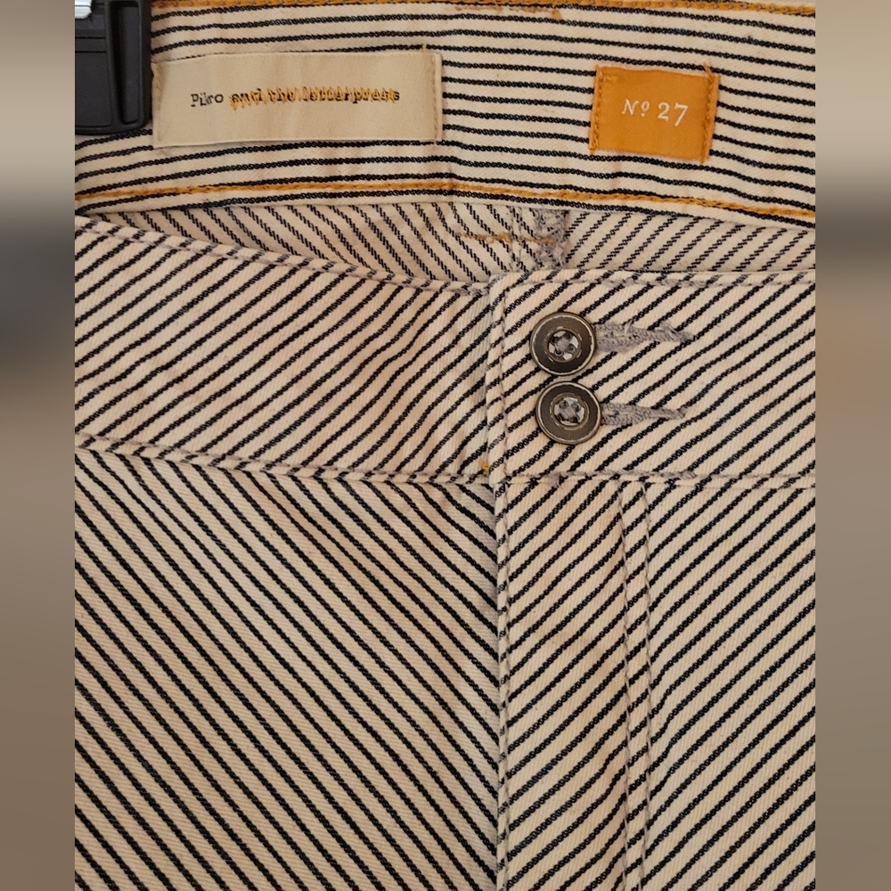 Anthropologie Navy and White Striped Pencil Skirt